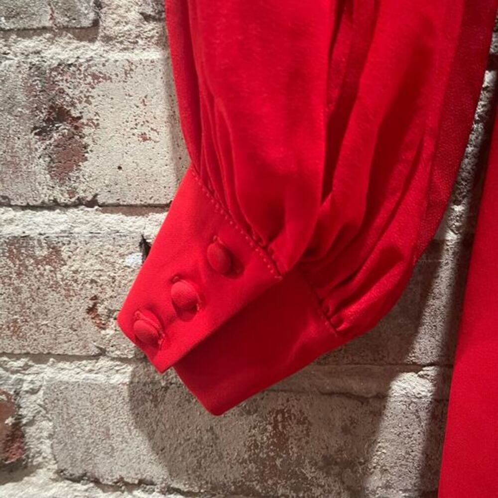 Badgley Mischka Red Bow Crepe Dress Size 2 - Picture 7 of 10
